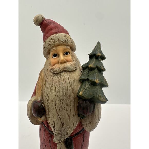 Vintage Resin Santa Figurine WB349 Red Coat Tree Gifts 8.5” Christmas Decor - Picture 2 of 7